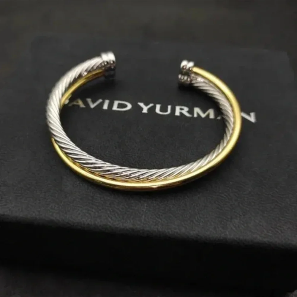 CROSSOVER TWO ROW CUFF BRACELET
Sterling Silver w/18K Yellow Gold, 5mm, Sz Med - Picture 3 of 3